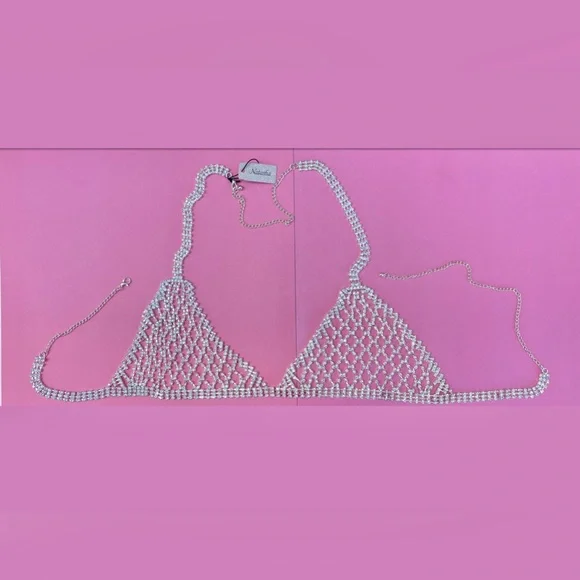 NWT Natasha Couture Rhinestone Bralette Adjustable Size - Picture 3 of 14